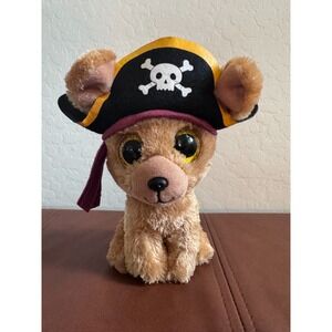 TY Beanie Boo Rowan Pirate Dog Plush Stuffed Animal Glitter Eyes 6"